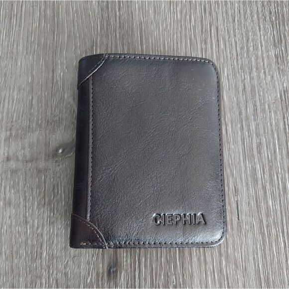 CIEPHIA RFID Blocking Trifold Genuine Leather Wallets - Brown - Picture 1 of 10